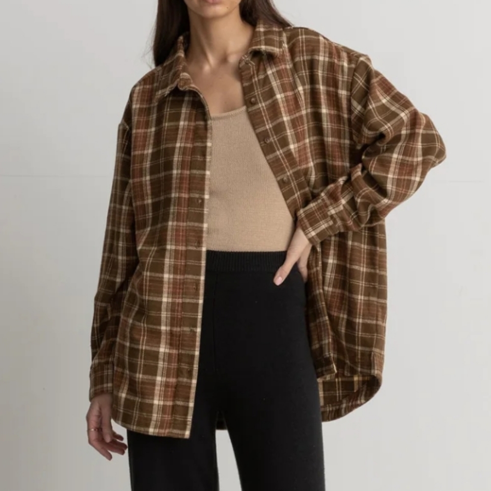 Rhythm Plaid Button Down Shirt for Women